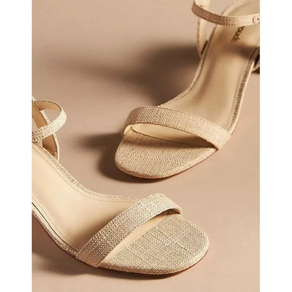Larroude Selena 45MM Raffia Block-Heel Sandals Size 7